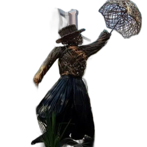 hat, staff, umbrella, dress transparent PNG cut-out