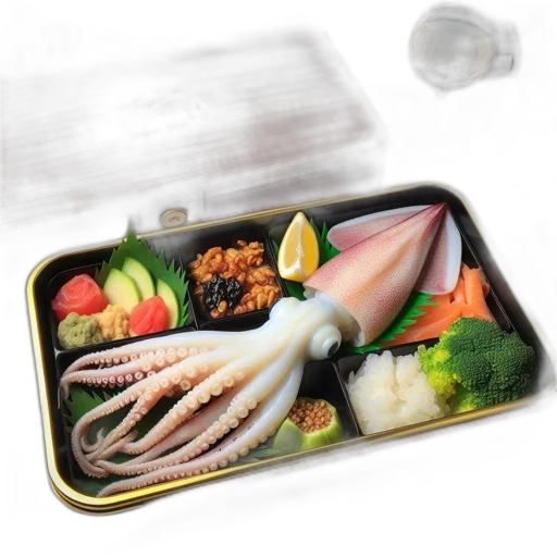 food, photorealistic, first-class, bento transparent PNG cut-out