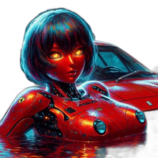 robot, car, face, cyberpunk transparent PNG cut-out