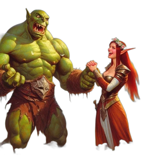 concept art, fantasy art, comic book art, orc-like transparent PNG cut-out
