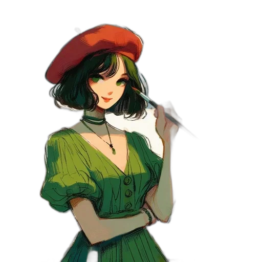 hat, dress, staff, weapon transparent PNG cut-out