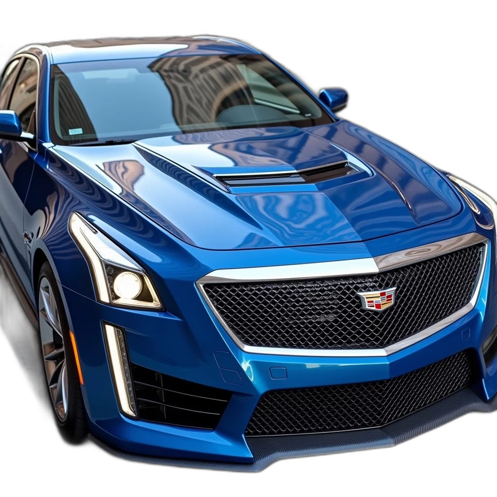 car, 3d render, blue, cadillac transparent PNG cut-out