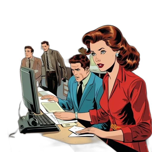 staff, comic book art, vintage, office transparent PNG cut-out