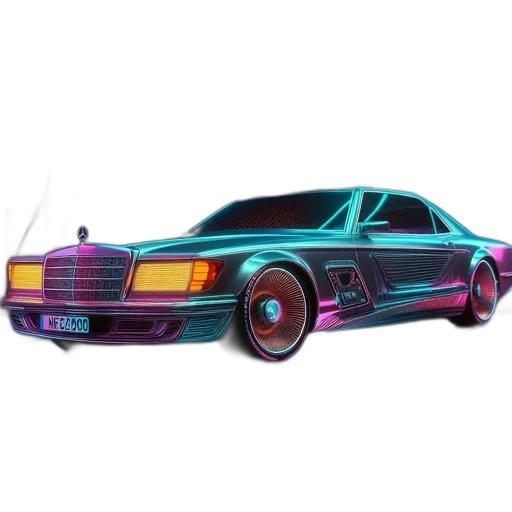 car, vaporwave, concept art, cyberpunk transparent PNG cut-out