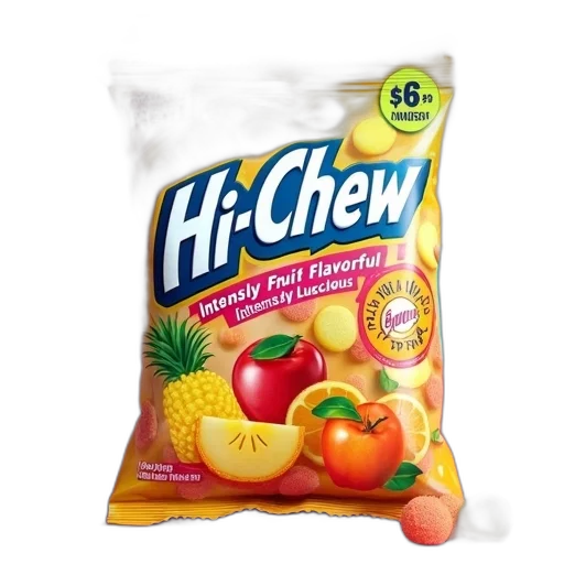 food, photorealistic, bag, hi-chew transparent PNG cut-out