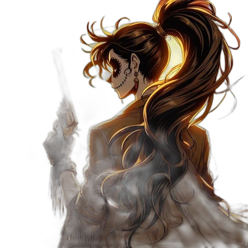 hair, staff, dragon, fantasy art transparent PNG cut-out