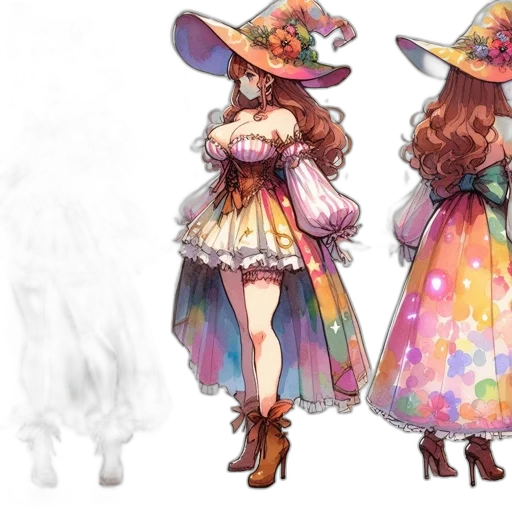 dress, hat, concept art, fantasy art transparent PNG cut-out