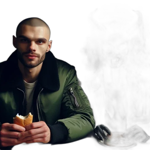 jacket, food, weapon, face transparent PNG cut-out