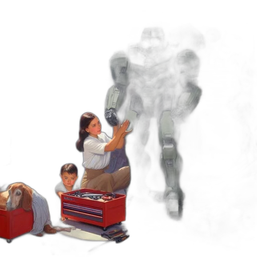 robot, staff, car, umbrella transparent PNG cut-out