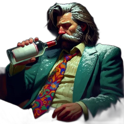 jacket, bottle, face, concept art transparent PNG cut-out