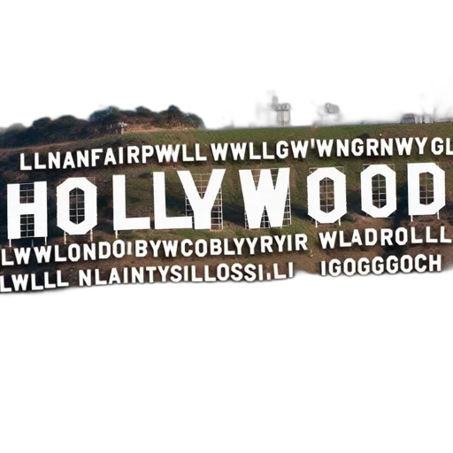 3d render, iconic, hollywood, sign transparent PNG cut-out