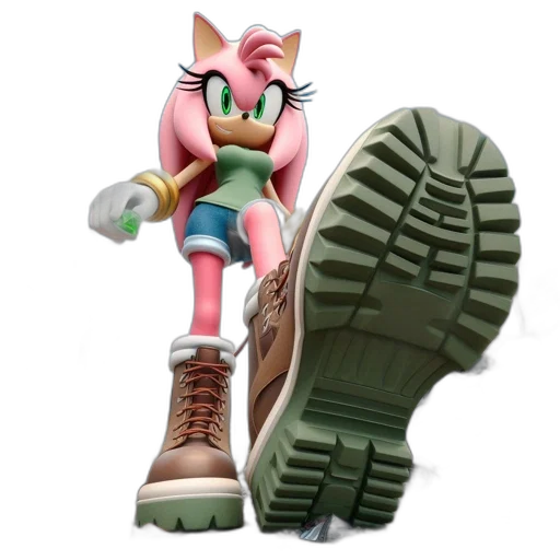 shoes, weapon, 3d render, vaporwave transparent PNG cut-out