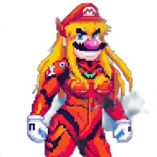 robot, dress, weapon, pixel art transparent PNG cut-out