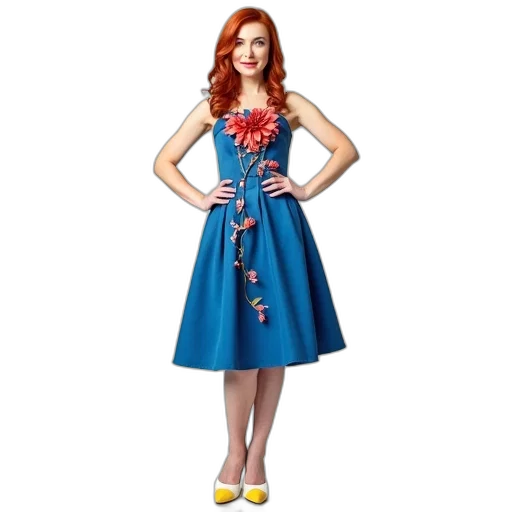 dress, cartoon, blue, woman transparent PNG cut-out