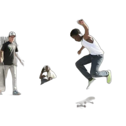 concept art, 3d render, skateboarder, mid-air transparent PNG cut-out