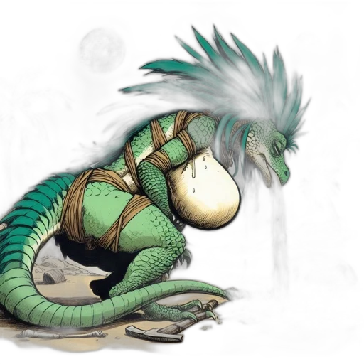 dragon, creature, animal, staff transparent PNG cut-out