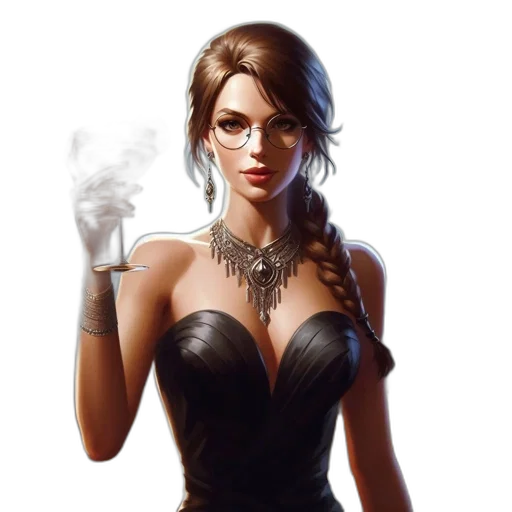 dress, jewelry, staff, face transparent PNG cut-out