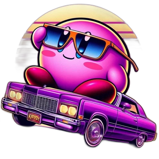 car, vaporwave, concept art, pixel art transparent PNG cut-out