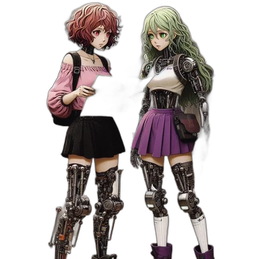 concept art, cyberpunk, 3d render, anime transparent PNG cut-out