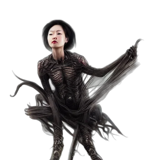 creature, dress, dragon, staff transparent PNG cut-out