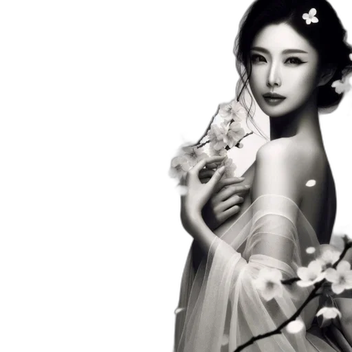 dress, flower, jewelry, photorealistic transparent PNG cut-out