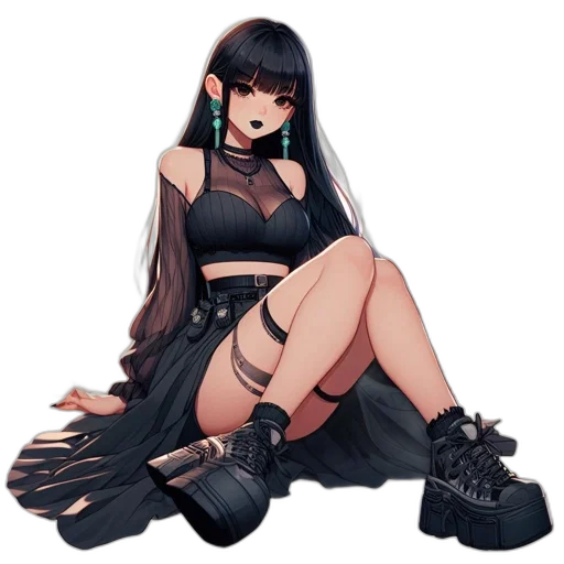 dress, shoes, hair, pixel art transparent PNG cut-out