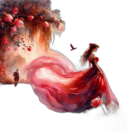 dress, fantasy art, watercolor, photorealistic transparent PNG cut-out