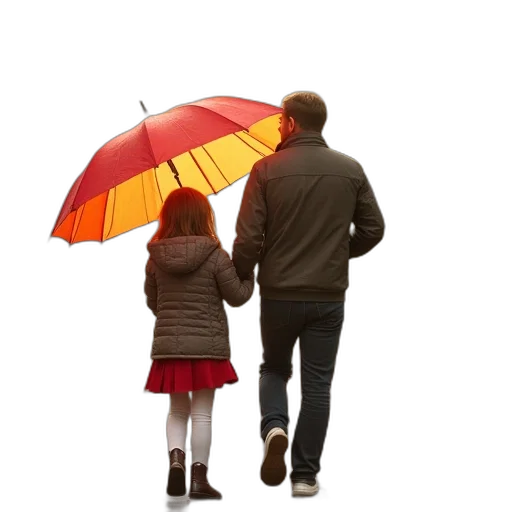 umbrella, photorealistic, rain, young transparent PNG cut-out