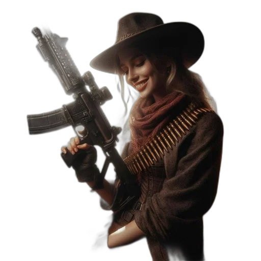 weapon, hat, staff, jacket transparent PNG cut-out