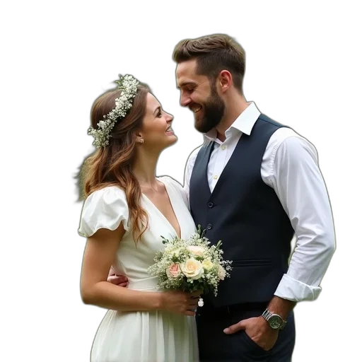 dress, man, woman, standing transparent PNG cut-out