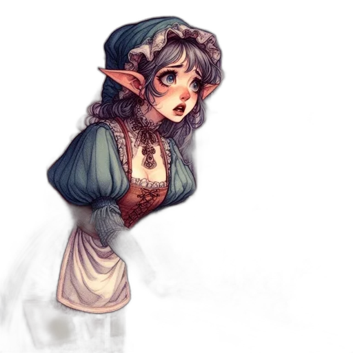 dress, face, staff, fantasy art transparent PNG cut-out