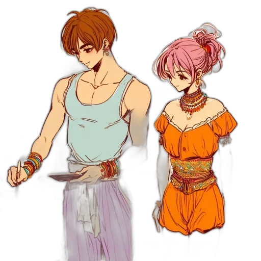 concept art, anime, fantasy art, watercolor transparent PNG cut-out