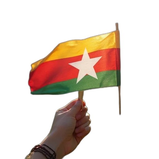 hand, holding, myanmar, flag transparent PNG cut-out