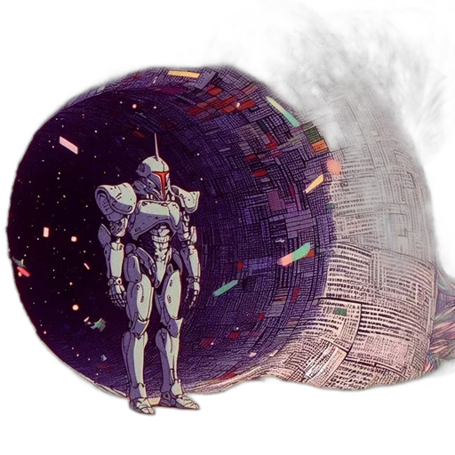 robot, concept art, cyberpunk, vaporwave transparent PNG cut-out