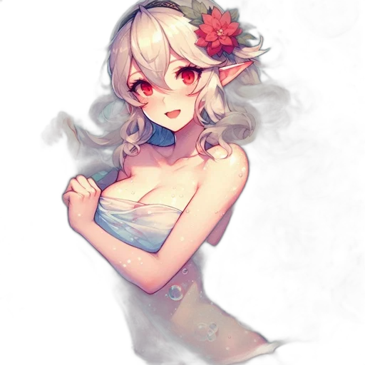 dress, staff, dragon, flower transparent PNG cut-out