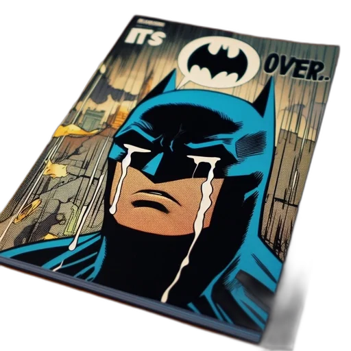comic book art, batman, tears, streaming transparent PNG cut-out