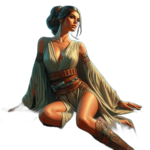 dress, staff, sword, fantasy art transparent PNG cut-out