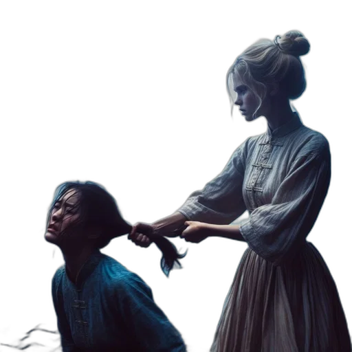 hair, staff, dress, concept art transparent PNG cut-out