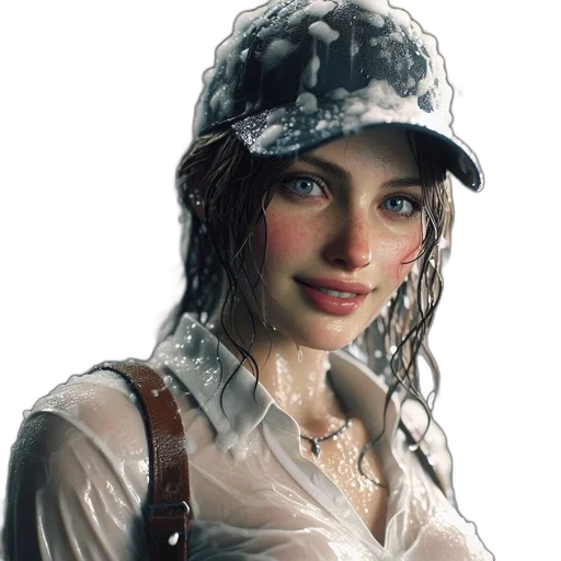 hat, face, jacket, jewelry transparent PNG cut-out