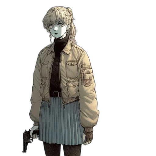 jacket, staff, weapon, mask transparent PNG cut-out