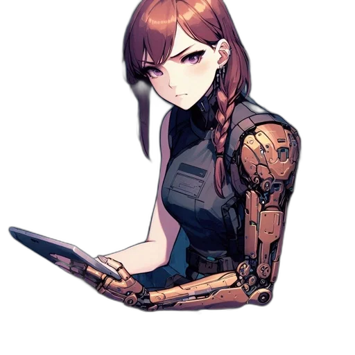 robot, weapon, staff, face transparent PNG cut-out