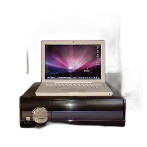 3d render, vaporwave, laptop, sits transparent PNG cut-out