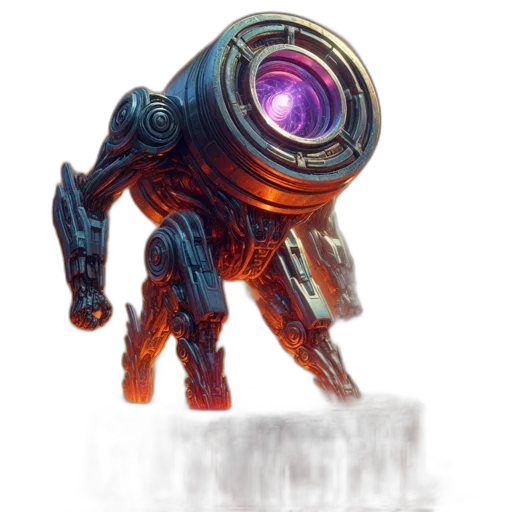 robot, creature, weapon, staff transparent PNG cut-out