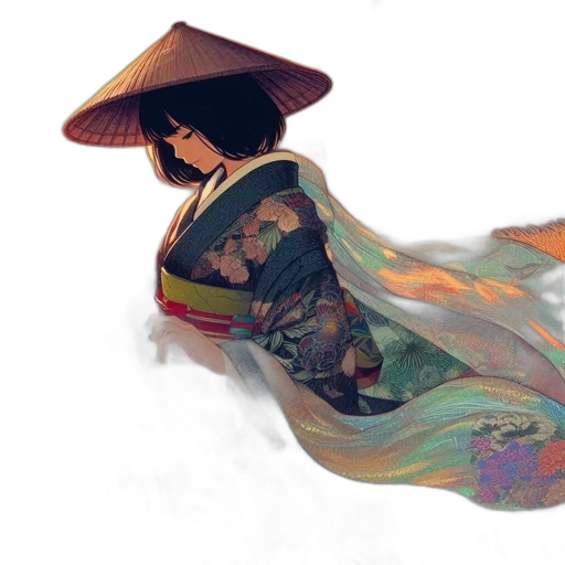 dress, umbrella, dragon, staff transparent PNG cut-out