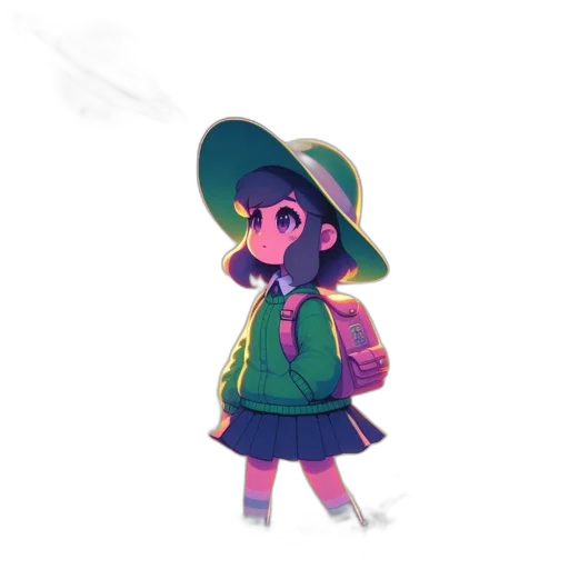 hat, jacket, staff, creature transparent PNG cut-out
