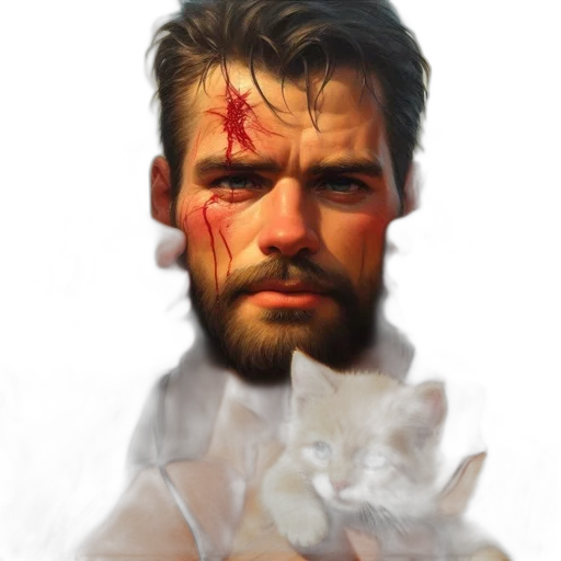 face, weapon, concept art, photorealistic transparent PNG cut-out