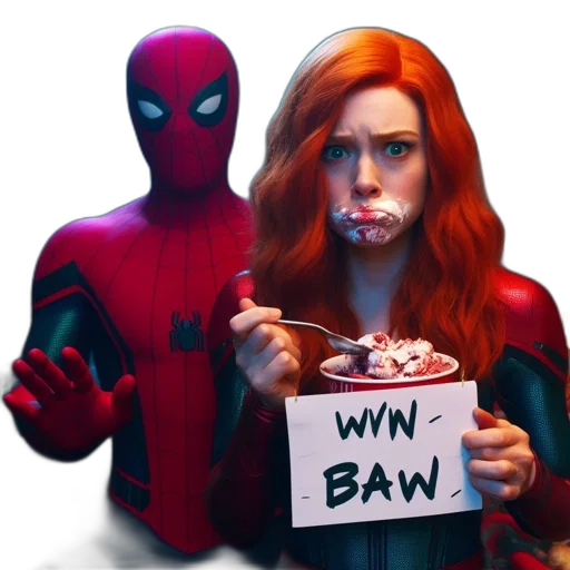 comic book art, concept art, spider-man, his transparent PNG cut-out