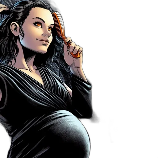 comic book art, concept art, pregnant, woman transparent PNG cut-out