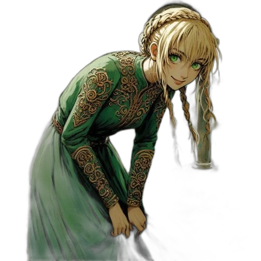 dress, dragon, staff, jewelry transparent PNG cut-out