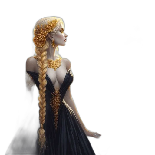 dress, crown, jewelry, fantasy art transparent PNG cut-out